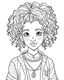 Placeholder: outline art for African american girlcoloring page, Japanese manga style, cartoon style, cute face, white background sketch style, full body is a must, only use outline, clean line art, no shadow, bold outline