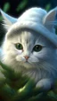 Placeholder: White baby cat wearing a hat Hiding In Fluffy Thick Pine Branches, Full-Back Hood Fur, Mother Of Pearl, Caricature, Realism, Beautiful, Delicate Shades, Sweetness, Lights, Intricate, CGI, Art Botanical, Animal Art, Art Decor, Realism, 4k, Detailed Drawing, Depth Of Field, Digital Painting, Computer Graphics, Raw Foto, HDR