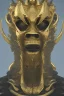 Placeholder: shiny black male African Egyptian alien, cracks in the voodoo head, wicked, eyes, crown, Elephant, 8k, finely detailed, photo realistic, tiger turquoise skull head gold dragon space alien snow skeleton gold hornytoad silver crown silver eyes