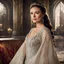 Placeholder: [game of thrones, 40 years old] In the grand throne room of Castle Evermoor, Lady Genevieve embodies grace and elegance, her poise matching that of her husband. Her flowing gown of rich fabric accentuates her beauty, and her eyes sparkle with a mix of intelligence and a gentle warmth that belies her strength. Though she may not hold a position of formal power, her insights and counsel are highly valued by Baron Cedric.