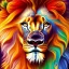 Placeholder: Lion portrait, bright colors, splash paint, centered, detail, 8k resolution