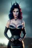 Placeholder: lisa ann as evil queen in black leather gown, cleavage, angry, stern look, unreal 5, octane render,cinema4d, dynamic lighting, dramatic lighting, 4k, redshift render, highly detailed, hyper realistic