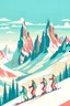 Placeholder: Draw A retro poster of people skiing in the Italian Dolomites add also a title