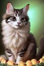 Placeholder: A realistic cute adorable fluffy plushy smiling cat holding a basket of jewels and gems. His fur is realistic. The background is a romantic carpet bokeh digital painting extremely detailed studio lighting crisp quality and light reflections 8k cinematic lighting portrait photorealistic ultra detailed cinematic postprocessing focused