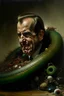 Placeholder: PresidentRichard M. Nixon painted as worm crawling through garbage eating insects blood and guts