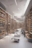 Placeholder: A modern library. Robotic book delivery, everything is automated. Cutting-edge library interior design. Everything is drawn in detail, in high resolution. 8k