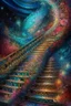 Placeholder: intergalactic ladder, ice and flame, stardust, glitter, shimmer, fractal of smoke, clear drawing, full detail, space, frost, transparency, ornate, infinity, epoxy resin Beautiful staircase in flowers and butterflies. She goes out into the starry sky. Planets. Moon. The sun. It is picturesque and colorful. Openwork railings. The bright colors of the ring. Fantasy. Shimmer exquisite luxury chic aesthetics photo harmony Professional photo 64 thousand pixel graphics High detail Bright lighting