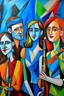 Placeholder: picasso style cubism 5 people