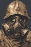 Placeholder: A portrait of a warrior, a bronze metal gas mask, an anime