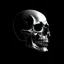 Placeholder: Minimalistic vampire skull with open mouth, side view \