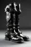 Placeholder: An futuristic black and metal heavy boot with hungarian traditional folk art