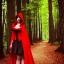 Placeholder: gorgeous, flirty red riding hood in the woods