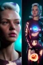 Placeholder: retro sci-fi portrait image from 1980, supermarket explosions, fire, people running, sweet young blonde woman walking, tight latex suit, soft color, highly detailed, unreal engine 5, ray tracing, RTX, lumen lighting, ultra detail, volumetric lighting, 3d, finely drawn, high definition, high resolution.