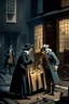 Placeholder: atoms playing detective at a homicide scene in 18th century London