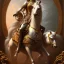 Placeholder: beautiful woman sitting on ultra-detailed carousel horse, 1800s, chiaroscuro lighting , 8k UHD, matte painting, illustration, renaissance, artwork, high-quality, intricate detail, rocco, greg rutowski, howard lyon, alphonse mucha