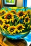 Placeholder: Crea una mesa con un florero y seis girasoles en el interior del florero al estilo Van Gogh