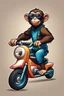 Placeholder: Monkey riding on a scooter making a wheelie with sunglasses on, cartoonize, logo