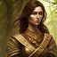 Placeholder: dungeons and dragons, female human, druid, brown hair, brown eyes, full body, realistic face, short hair, facial scarring, light skin, hair tied back