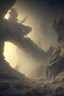 Placeholder: A spooky wasteland, 8k, bas-relief, extraterrestrial, eerie, jagged rocks, peaceful, cinematic 4d, volumetric light