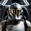 Placeholder: star wars bald male corellian pilot wearing gunmetal grey and black First Order special forces TIE pilot armored flightsuit and helmet with gold trim inside the jedi temple, centered head and shoulders portrait, hyperdetailed, dynamic lighting, hyperdetailed background, 8k resolution, volumetric lighting, light skin, fully symmetric details