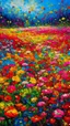 Placeholder: A picture field of flowers made of a plastic painting with colors that express joy 8k