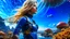 Placeholder: blond-haired woman in a spacesuit, on the shores of an alien world, with mushrooms, with jellyfish tentacles floating in the air, photorealistic, Detailed Matte Painting, Deep Colour, Fantastical, Intricate Detail, sunshine, blue sky