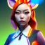 Placeholder: waitress teenager, asian race, cat ears latex headband, rounded face, orange hair, short hair, light makeup, striped shirt, vibrant color, highly detailed, gradient background, concept art, smooth, 16 bit, unreal engine 5, god rays, ray tracing, RTX, lumen lighting, ultra detail, volumetric lighting, 3d, finely drawn, high definition, high resolution.