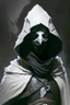 Placeholder: dungeons and dragons man wearing black robes and hood wearing a white mask