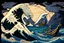 Placeholder: digital painting of the odyssey quest with the mythos by homer, in the style of hokusai