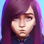 Placeholder: Portrait of a sweet 9 year old warlock toddler girl with brown hair with bangs and blue eyes