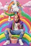 Placeholder: 6ix9ine sitting on a rainbow throne whilst a unicorn eats skittles