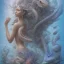 Placeholder: sango fantasy, fantasy magic, intricate, sharp focus, illustration, highly detailed, digital painting, concept art, matte, artgerm and paul lewin and kehinde wiley, masterpiece sexy lips Hawaiian afro lips black African lady body mermaid lionfish head blue space lady beach sea under water mermaid seaweed pyramid