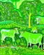 Placeholder: A lime green and light pale green meadow with cows made out of chocolate designed in Kuna Molas painted by Claude Monet