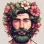 Placeholder: Guy with a flower beard in apple art style