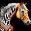 Placeholder: Horse Palomino symmetrical design front view ink art colours orange cream white and black hyper-detailed realistic 8k