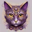 Placeholder: Robot Cat, psychedelic, Detailed, by Laurel Burch and Brian Despain, maximalism, purple and silver and gold, by Petros Afshar