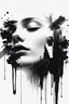 Placeholder: A surreal digital painting of a woman's face dissolving into abstract black and white brushstrokes and pixelated glitches. Her eyes are closed, and she appears serene, as if lost in a dream or transcending reality. The background is minimalist, emphasizing the contrast between fluid ink-like drips and structured geometric distortions. High-detail, high-resolution, monochrome with soft lighting and dramatic contrast.