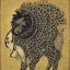 Placeholder: lion, black, Moroccan traditional art, gold