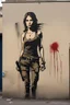 Placeholder: lara croft as a mural painted by banksy