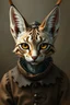 Placeholder: amish alien space lynx with human eyes and hair tips on its ears dressed in amish outfit, painted by Rembrandt, Escher and Giger and some anime genious