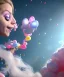 Placeholder: Ultra realistic speed clouds sky scene, wide angle view, sweet women falling down, inflatable color clothing, free jumping flying, many trinkets, hair monster. many jelly beans, balls, color smoke, smile, happy, circus style, extreme, wind, 20,000 feet altitude, stratosphere, soft color, highly detailed, unreal engine 5, ray tracing, RTX, lumen lighting, ultra detail, volumetric lighting, 3d, finely drawn, high definition, high resolution.