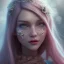 Placeholder: fairy, smiling, pink, green, beautiful, hyperrealism, masterpiece, expert, cinematic lighting, sharp focus, 8K, pastel, macro lens, woman, detailed, flower