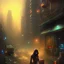Placeholder: spray paint fantasy art, evening, seen from lying on the street, dirty city alley, heist action, upper body of human thief in shadow, book illustration, cartoon characters