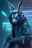 Placeholder: cyber punk hacker rabbit watch dogs style humanoid