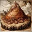 Placeholder: A brown mountain made out of salty cooked meat painted by Albrecht Durer