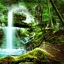 Placeholder: Cybeepunk picture, fantasy, three water falls, highest peak island, Forest