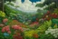 Placeholder: A plain filled with flowers near a jungle and a forest painted by Frank Wilson