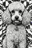 Placeholder: poodle, in the style of manga, 343000, High Detail, Geometric background, Black and white