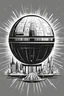 Placeholder: death star, black and white, white background, clean lines, coloring page for kids