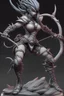 Placeholder: female gray skin, Shadar-Kai wielding a Whip a whip made out of black thorns, clothes with a dark rose theme